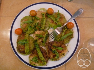 Fried green tomato with hornworm